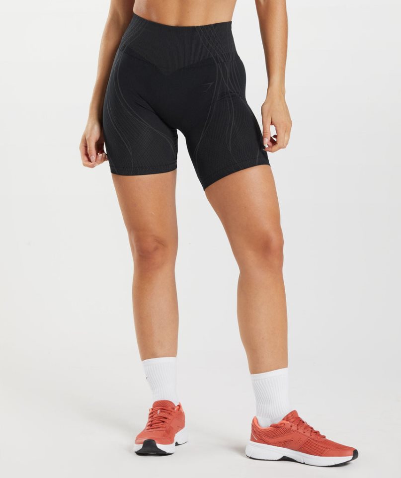 Women\'s Gymshark Apex Seamless Shorts Black | CA 1850A3